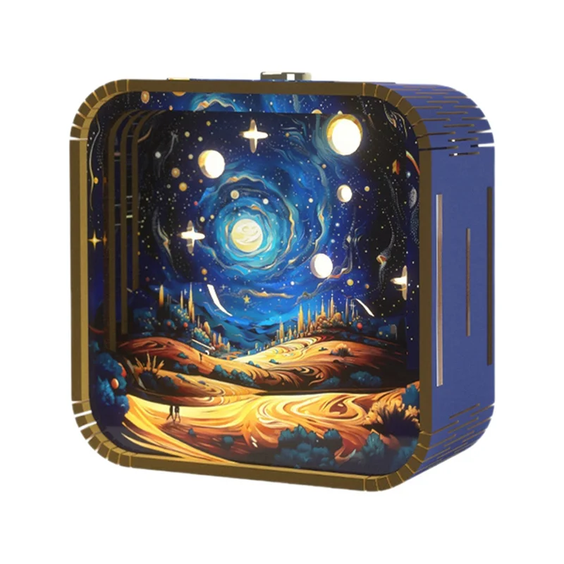 

FAAJ-Hand Touch Cartoon DIY Wooden Stereo Atmosphere Lights Graduation Season Gifts Nightlight Gifts