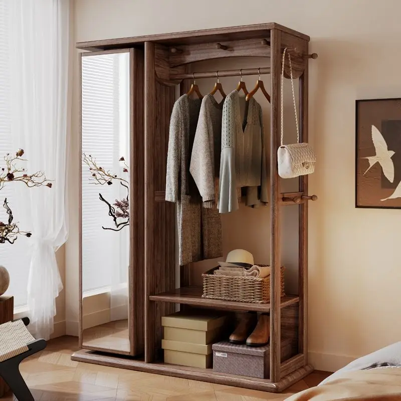 #New Chinese Ebony Solid Wood Coat Rack | Storage Wardrobe | Applicable To Bedroom Living Room Wardrobe Children Adults view 6