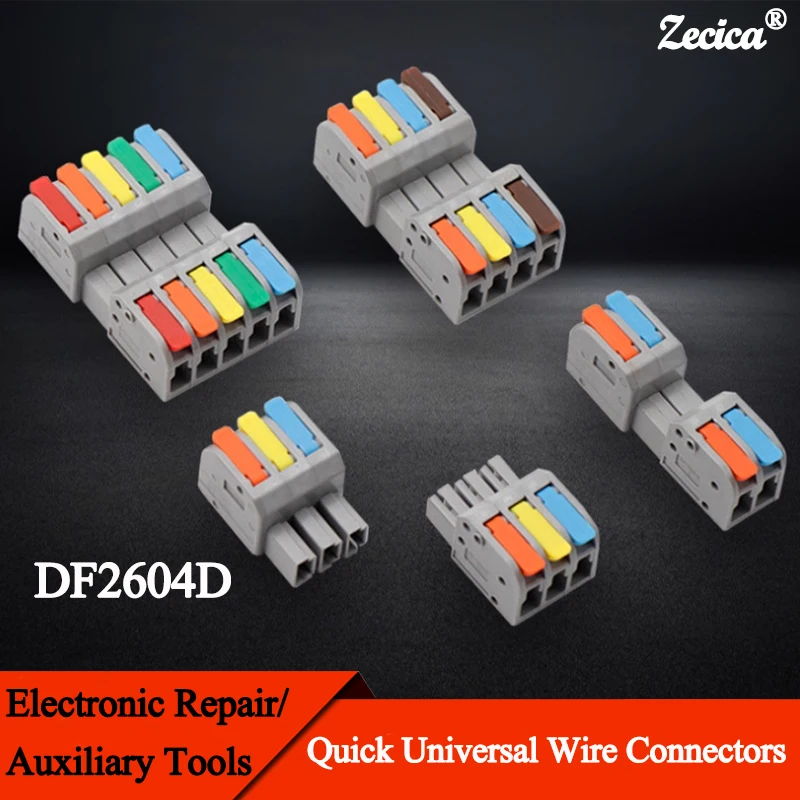 

Docking Mini DF2604D Quick Wire Connector Push-in Male Female Butt Terminal Block Universal Compact Electrical Wiring Connectors