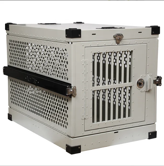 Factory Direct Customized Large Aviation Aluminum Dog Transport Cage Foldable Thickened Ventilation Dog Cage