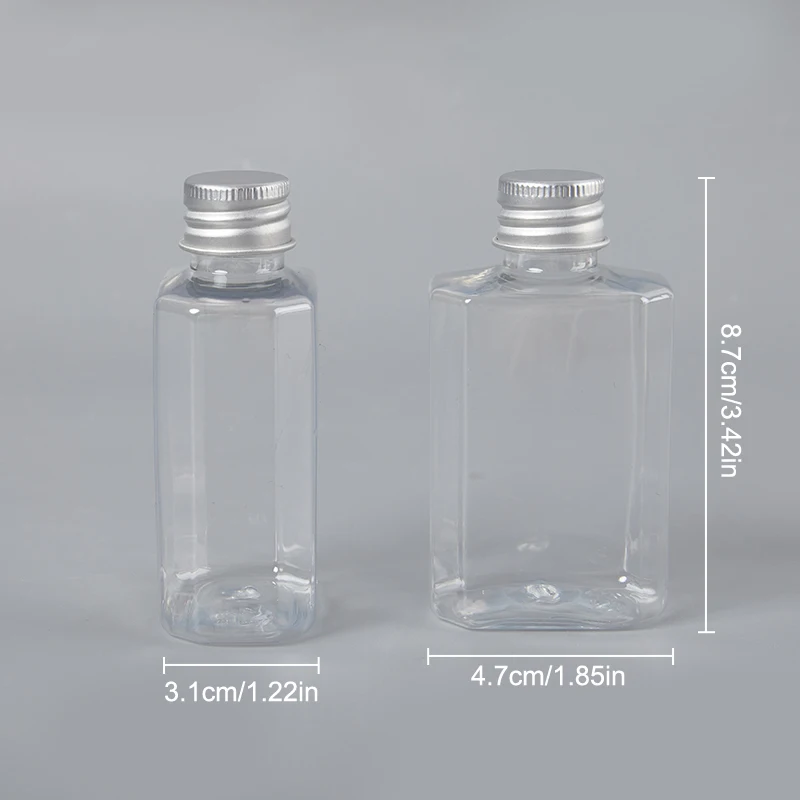 5/10pcs 80ml Empty Bottle Clear PET With Aluminum Screw Cap And Plug Cosmetic Container Travel Portable Lotion Cream Clear Tube