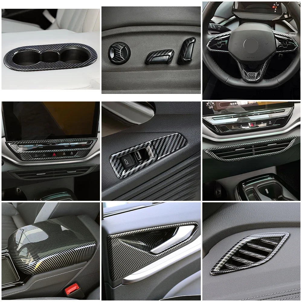 For Volkswagen VW ID.4 ID4 2021-2024 Car Interior Part Center Console Dashboard Carbon Fiber Refit Sticker Anti Scratch