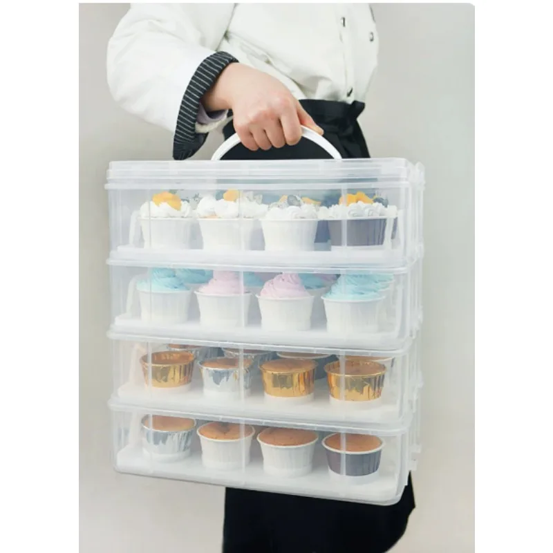 Clear Plastic Handheld Cupcake Carrier Box Muffin Dessert Takeaway Transport Storage Organizer for Home Party Use