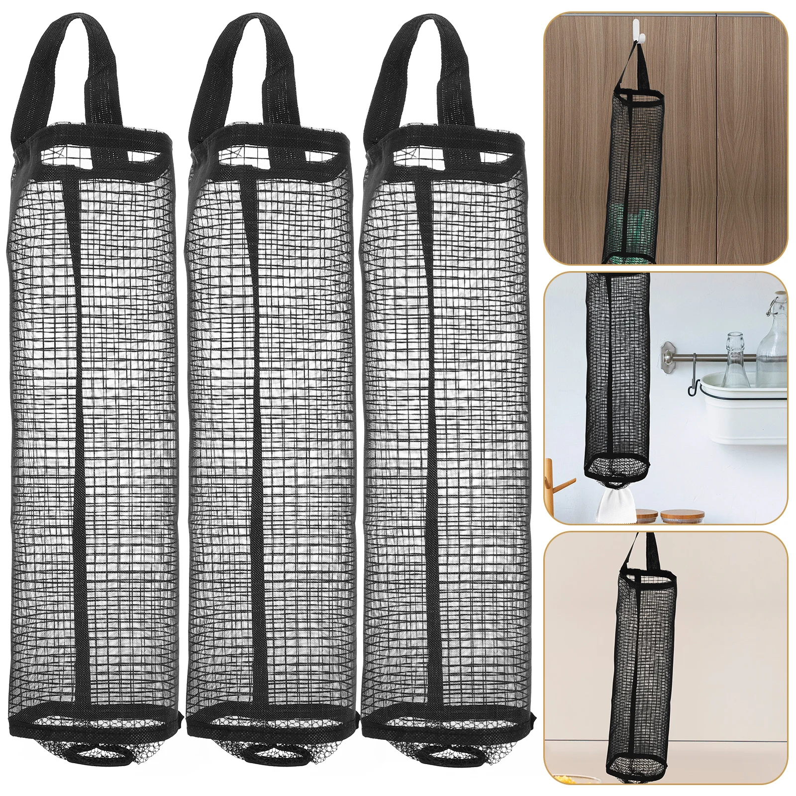 

3 Pcs Plastic Hanging Bag Dispenser ganizer Premium Nylon Large Capacity Reusable Grocery Bag Dispenser Household ganizer