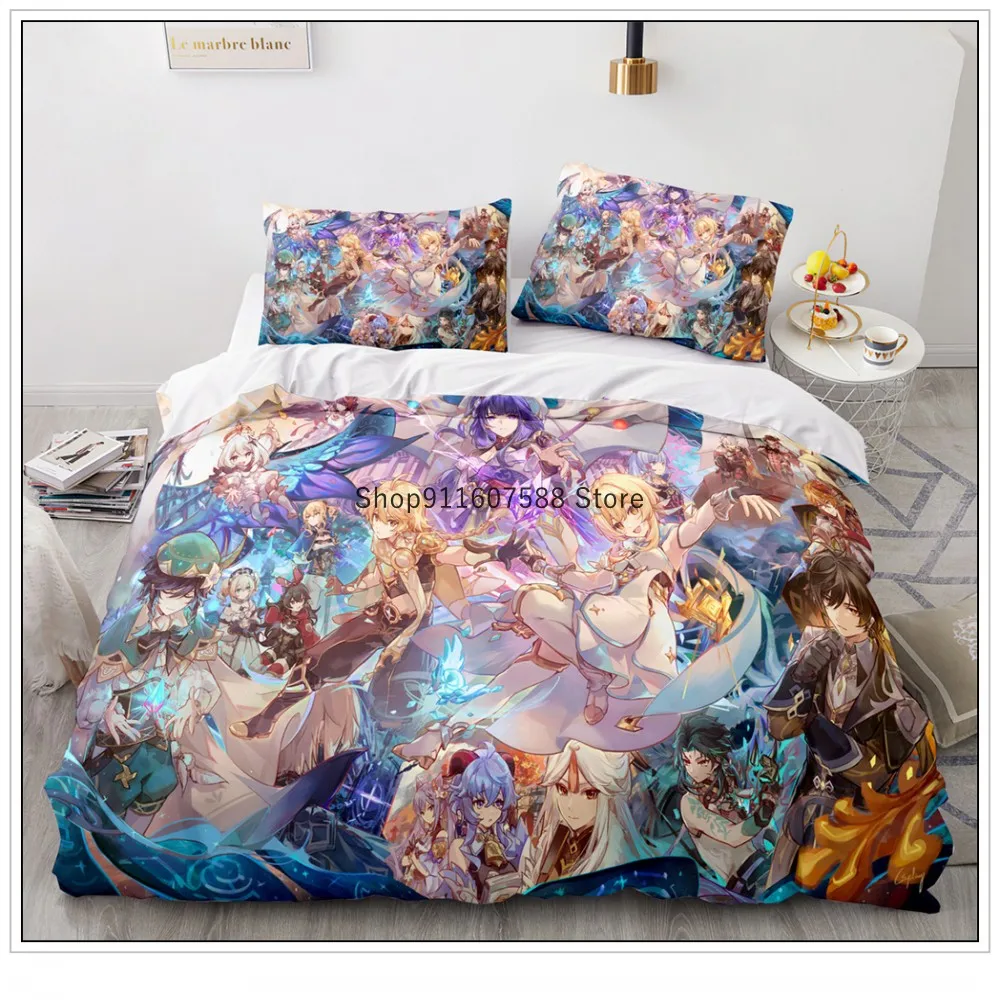 Game Genshin Impact Klee Cosplay Duvet Cover Anime Cartoon Bedding Set Diona Coplay Bed Set Quilt Comforter Covers Home Textiles