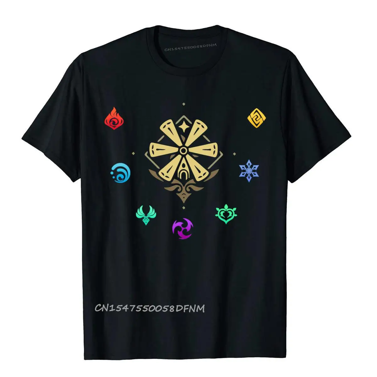 Genshin Impact Elements Impact Classic Tops Shirt Prevailing Birthday Premium Cotton Men's T Shirt Crazy