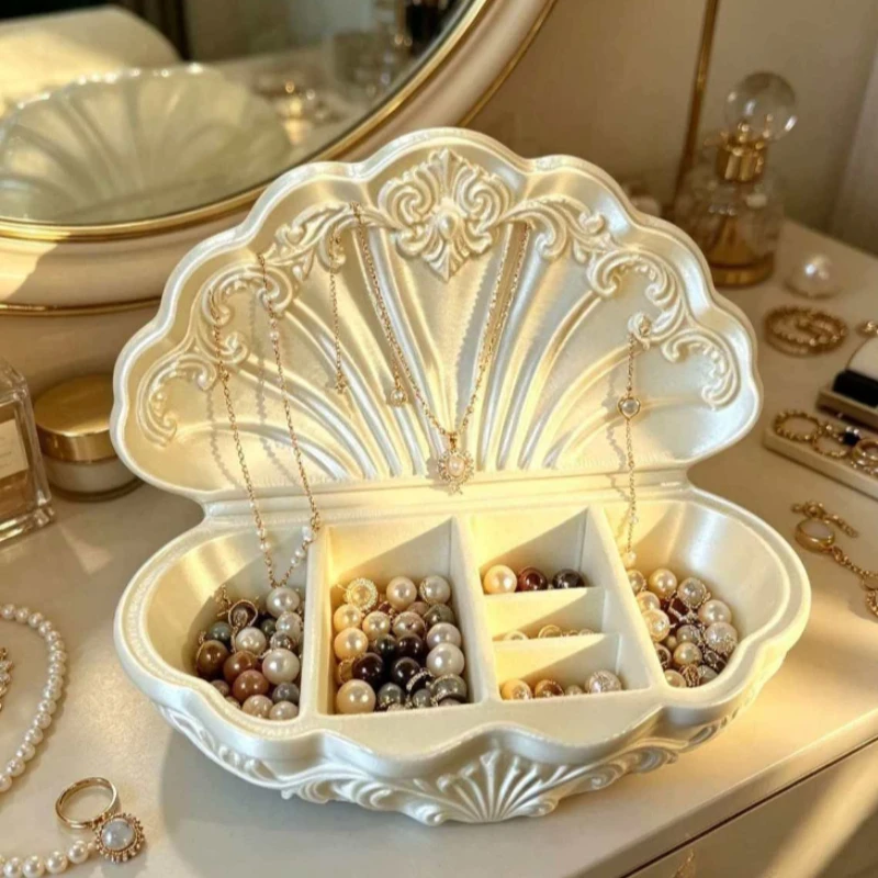 Shell Shape Jewelry Storage Box Luxury Jewelry Organizer Boxes Vintage Rings Storage Case Woman Necklaces Decoration Cases