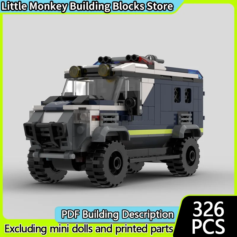 시티카 모델 MOC 빌딩 블록 경찰차 장갑차 모듈형 기술 어린이 휴일 선물 조립 장난감 세트