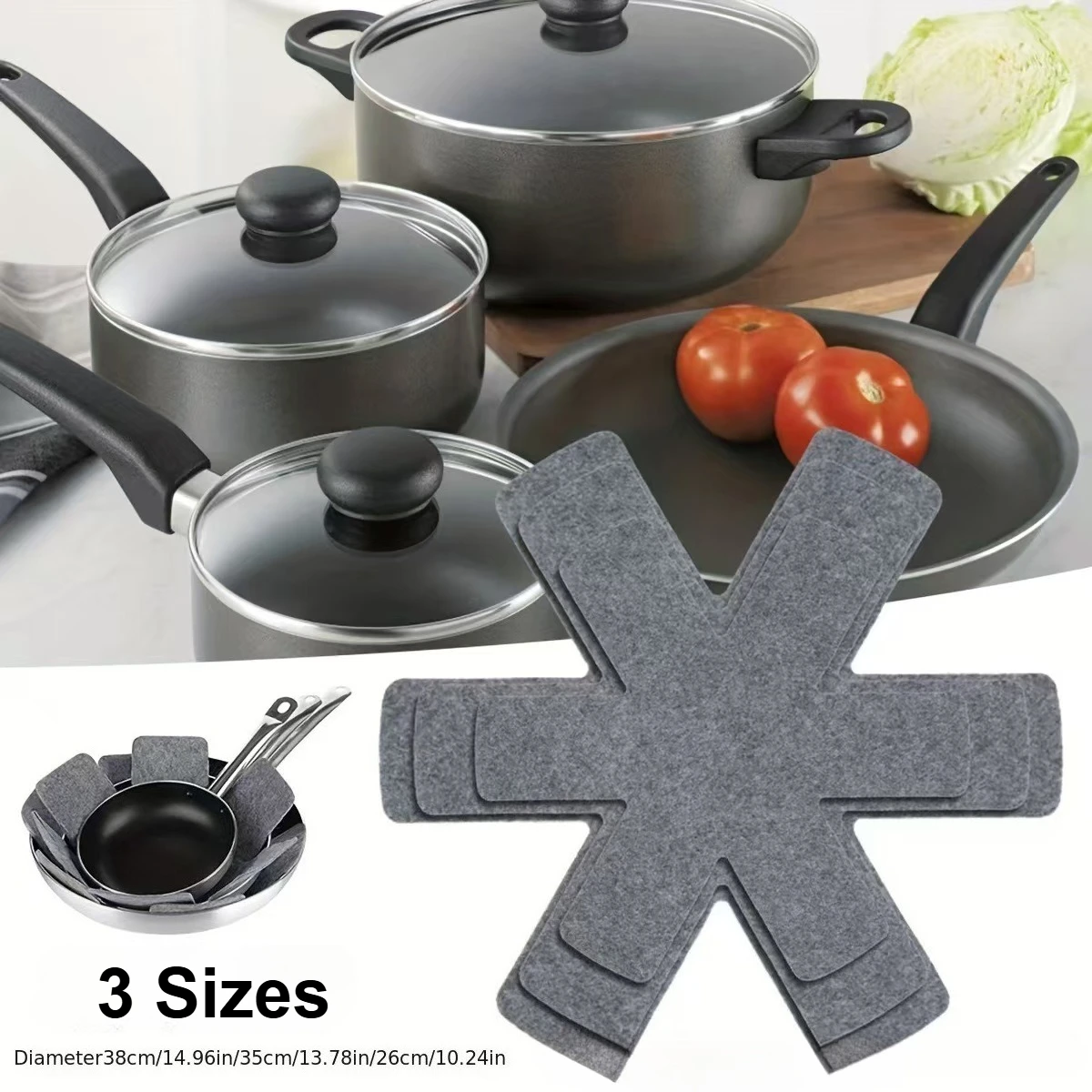 3 Size Non-woven Pot and Pan Protectors Pot Dividers Pad Pans Separator Pads for Protecting Separators Pads Cookware