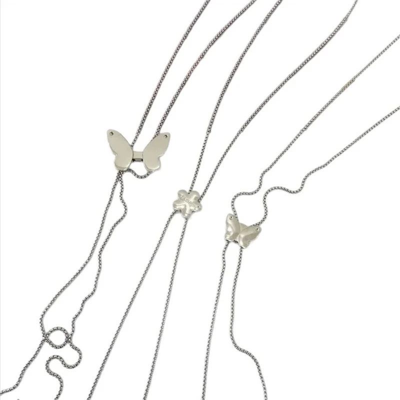 Versatility Butterfly/Flower Choker/Waist Chain for Women Girls Silver Adjustable Clavicle Chain Valentines Day DropShipping