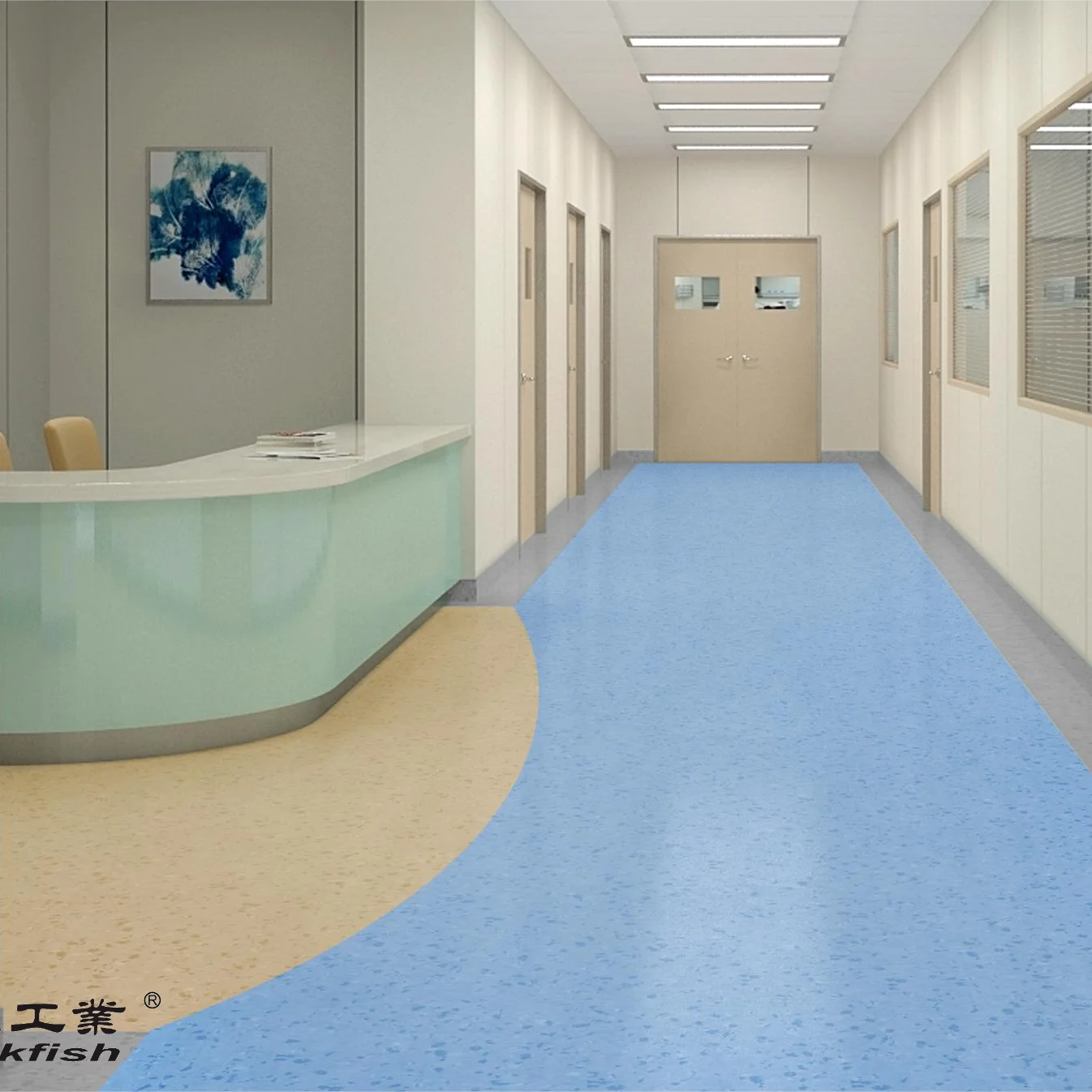 Customize SizeAnti Bacterial  Operating Room Clean Room Vinyl Pvc Flooring Tile Heterogeneous Vinyl Flooring