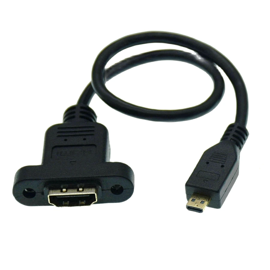Mikro hdmi-uyumlu erkek Mini HDMI hdmi-uyumlu dişi vida delikleri ile paneli kablo sabitlemek için bir dişi D erkek 30CM