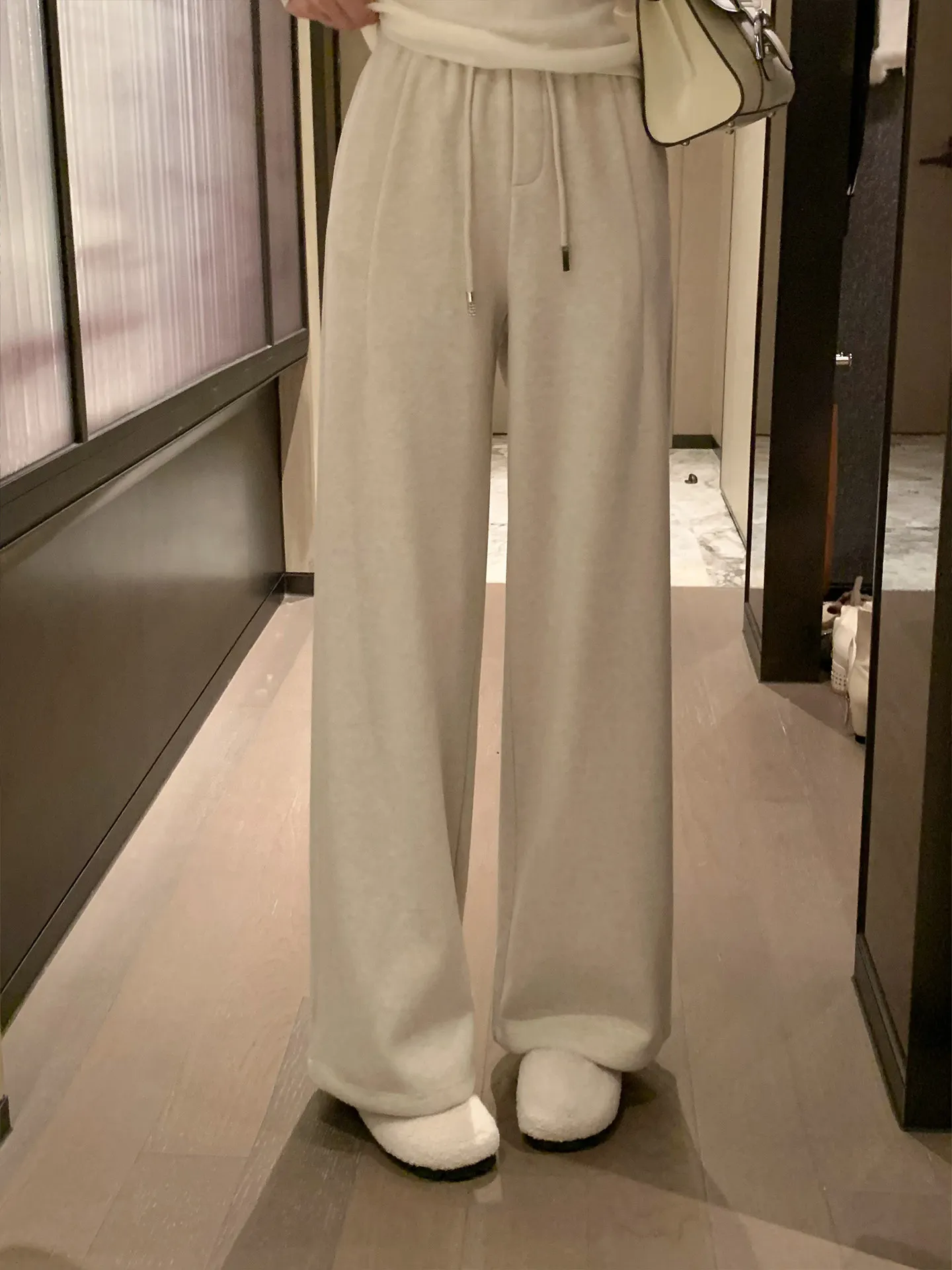 

Kun Total Comfort Fleece Lined Straight Leg Pants Women's Commute Versatile Long Trousers Lazy Style New Arrival