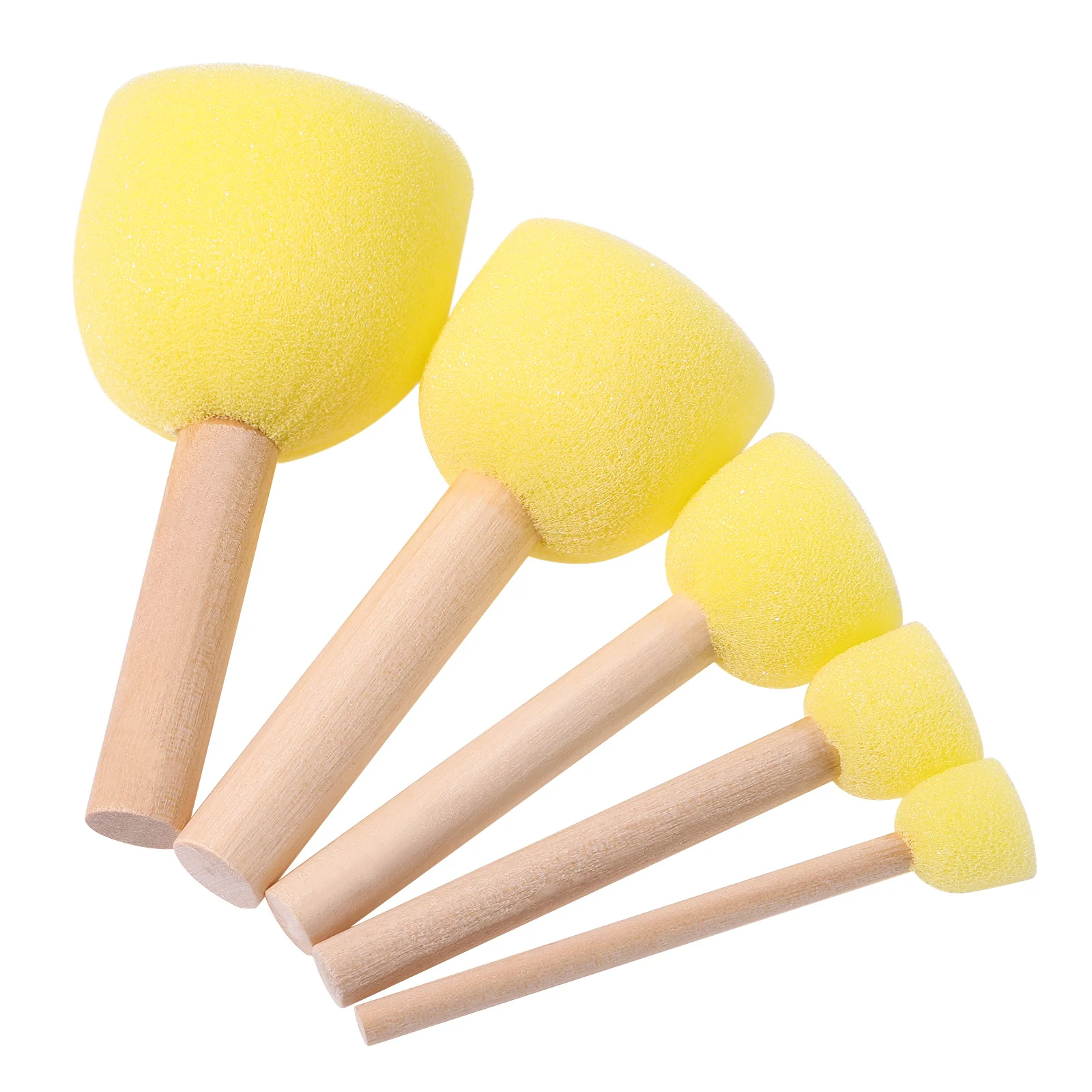 

5pcs Sponge Painting Brush Set Kids Diy Crafts Wood Handle For Home School Nursery Art Projects Sponge Stippler Painting