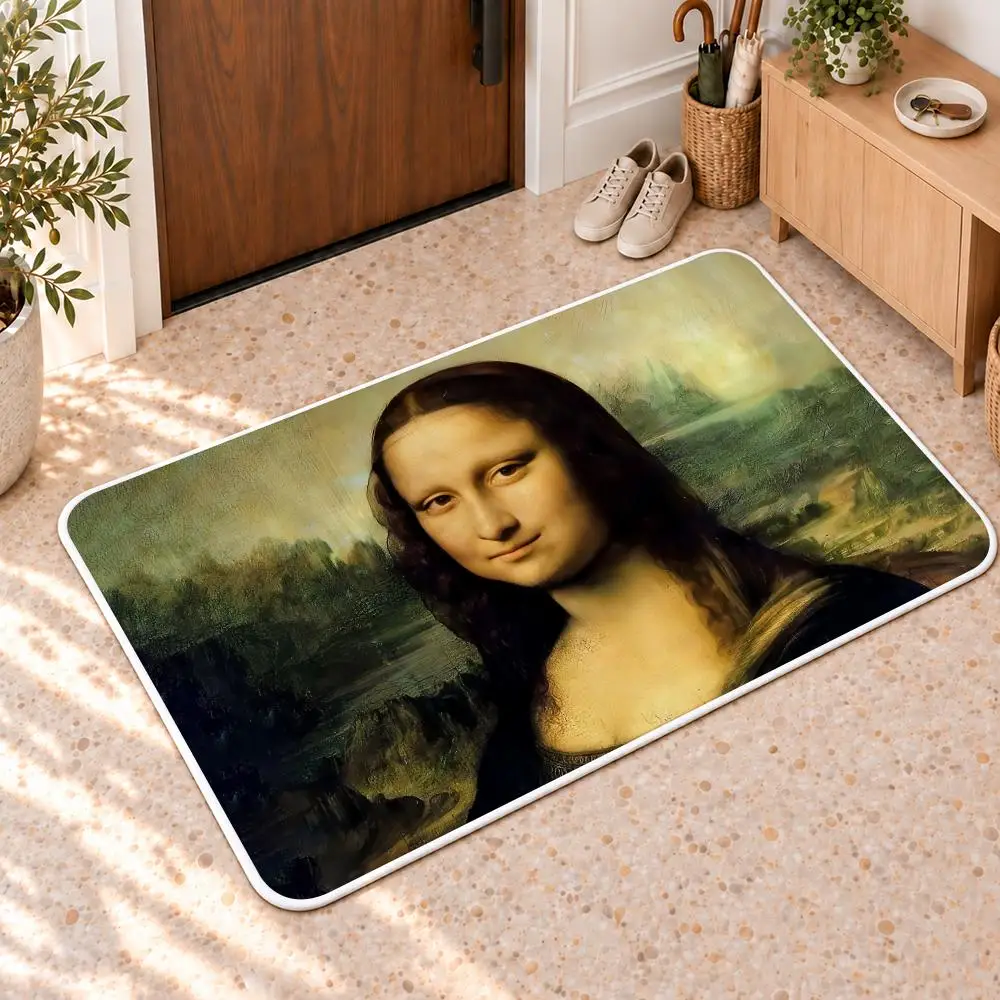 Da Vinci Art Medieval Artistic Floor Mat Flannel Rug Soft Non Slip Door Mat For Bathroom Bedroom Kitchen Living Room Home Decor