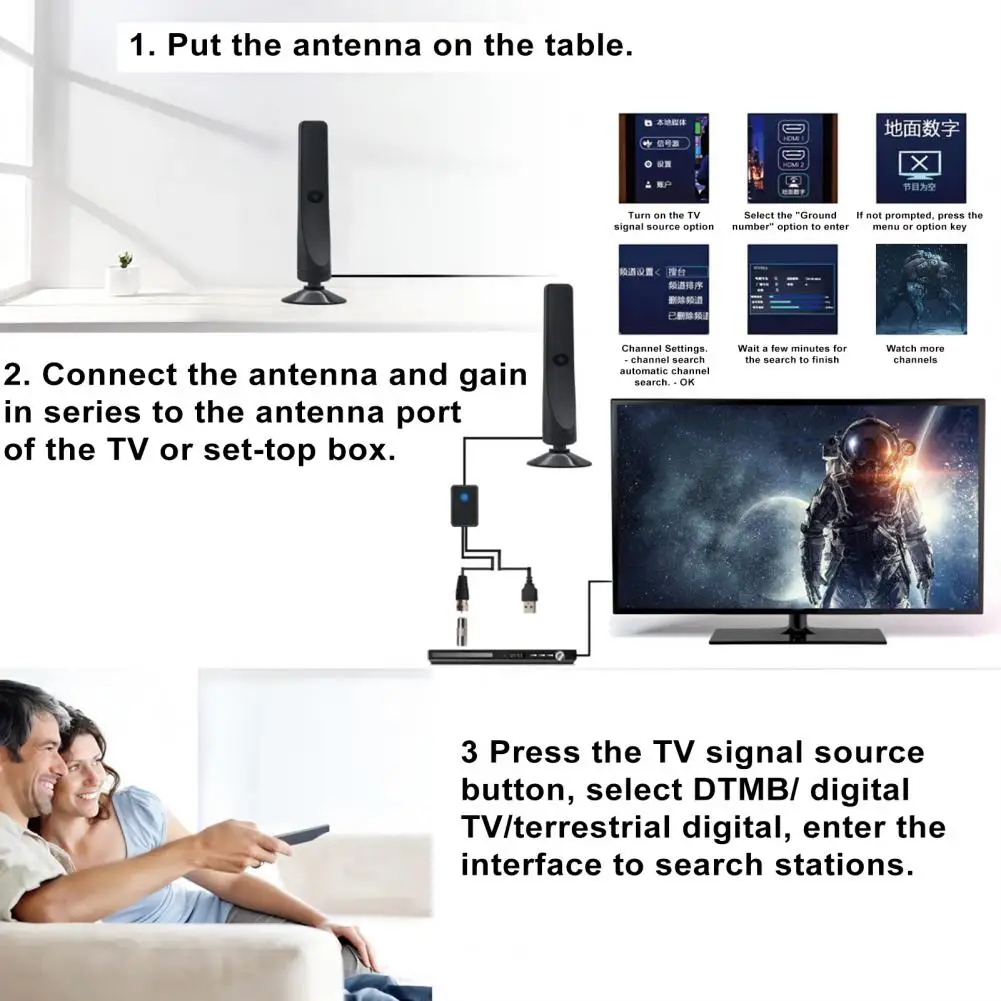 ตัวรับสัญญาณเสาอากาศทีวี HD 1080P HD 25dBi 50ไมล์เครื่องขยายสัญญาณ HDTV ดิจิทัลในอาคารเครื่องขยายสัญญาณ HDTV