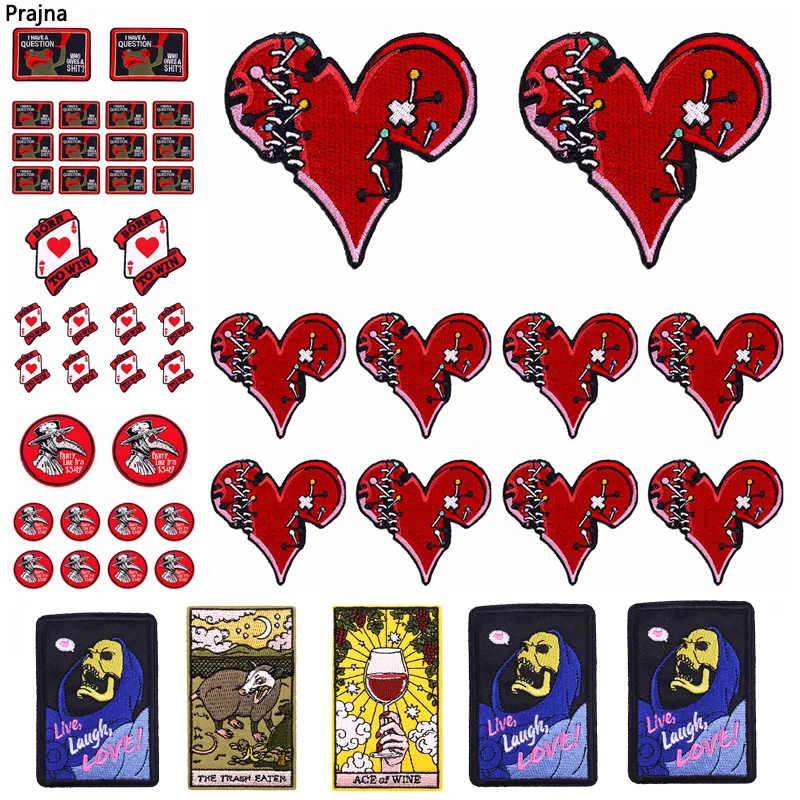 10 Stück lesen Liebe Herz Patch Schädel Stickerei Patch Punk Tier Patches für Kleidung Jacken DIY Eisen auf Patches für Kleidung