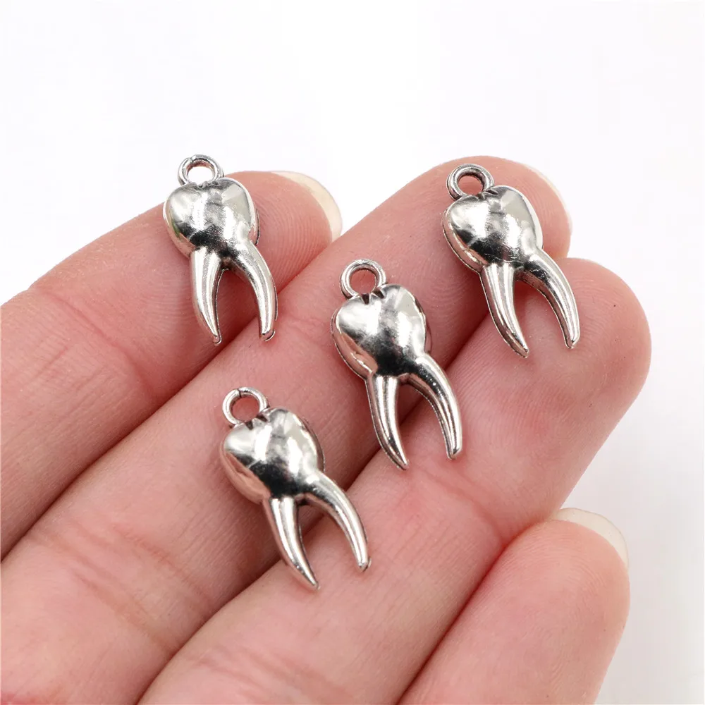 19x8mm 30pcs Antique Silver Plated Gold plated Tooth Handmade Charms Pendant:DIY for bracelet necklace