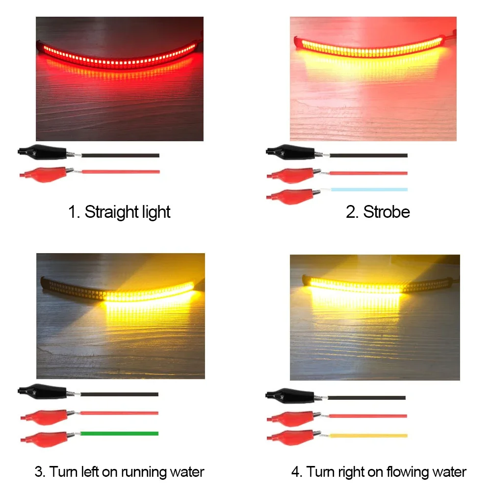 Universal Motorcycle Stripe Light, Tail Brake, Stop Turn Warning Signal, Iluminação De Sinal, Super Bright Lamp 12V