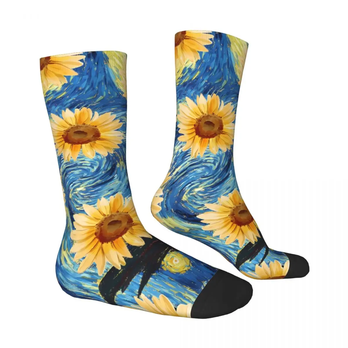 Some Sunflowers Printing Van Gogh Oil Painting Socks Male Mens Women Spring Stockings Harajuku