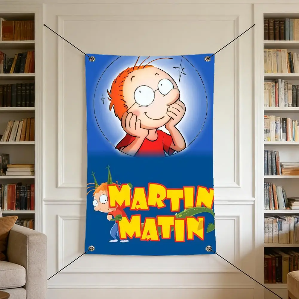 Cartoon M-Martin M-Morning Flags Warm Home Flag 4 Grommets Wrinkle Free Indoor Outdoor