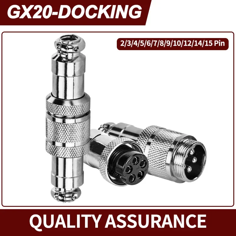 1 Set GX20 Docking Cover Male Socket Femle Plug 2/3/4/5/6/7/8/9/10/12/14/15 Pin Aviation Waterproof Butt Joint Connector 20MM