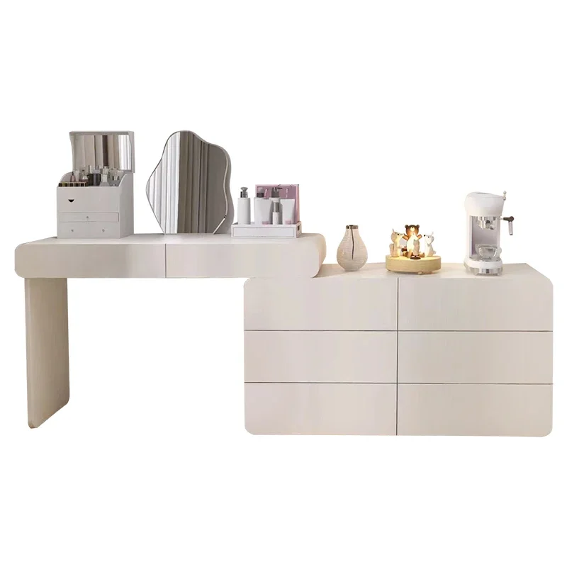 

Wooden Makeup Stand Vanity Table Set Aesthetic Room Furniture Glass Shoe Cabinet Storage Mirror Lights Coiffeuse Cheap Modern