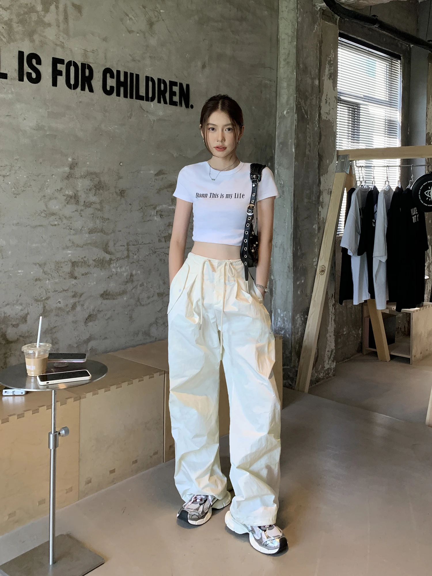 Pusumede American High Waist Workwear Pants Loose Wide Leg Women Straight Slimming Casual Trousers Vintage Commute Style