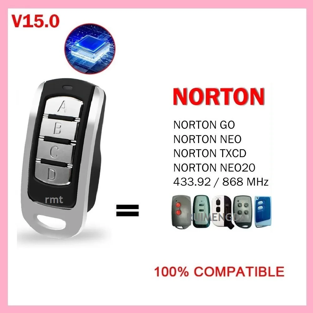 Controle Remoto Garagem Porta Abridor, Transmissor de Portão, Cópia Clone, NORTON GO NEO20 TXCD, 433.92MHz, 868MHz