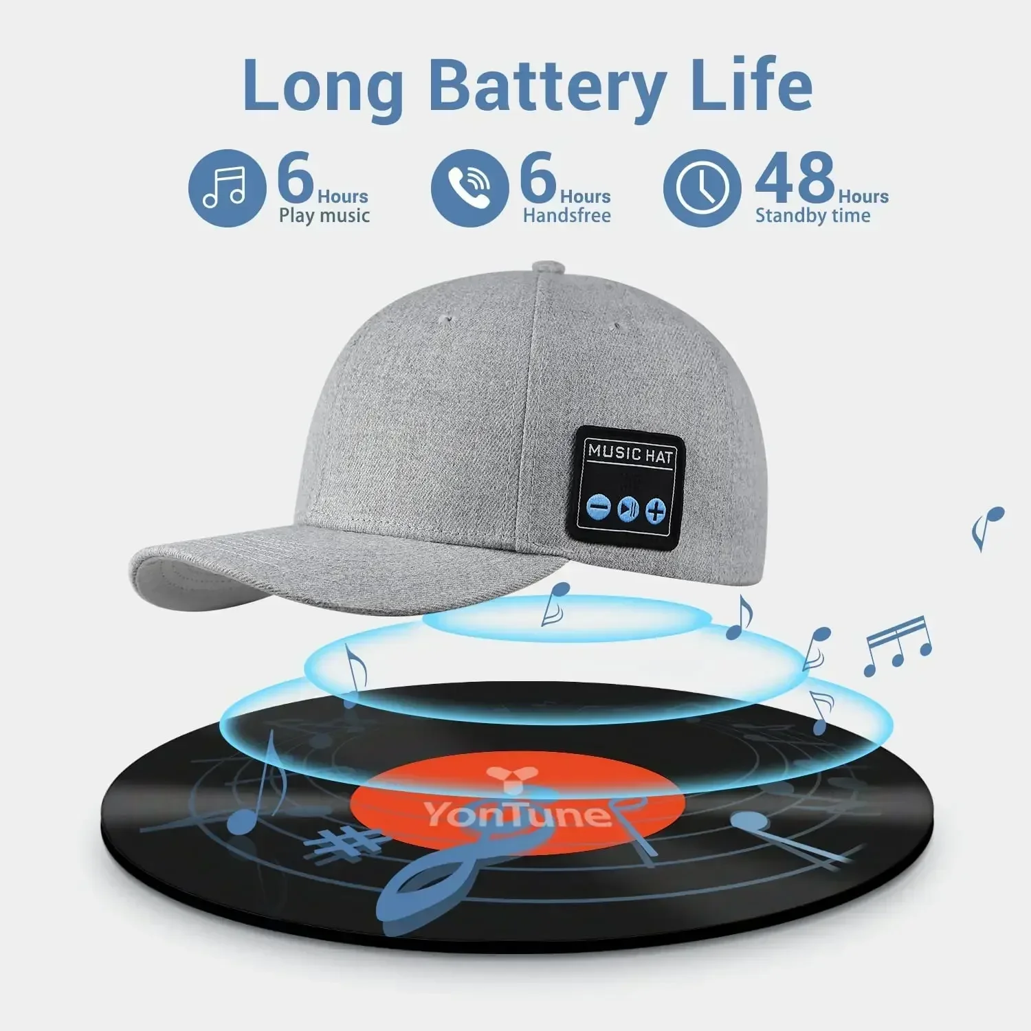 Hat with Bluetooth Speaker Adjustable Wireless Smart Speakerphone Cap for Outdoor Sport Baseball Cap with Mic Audio Music Player