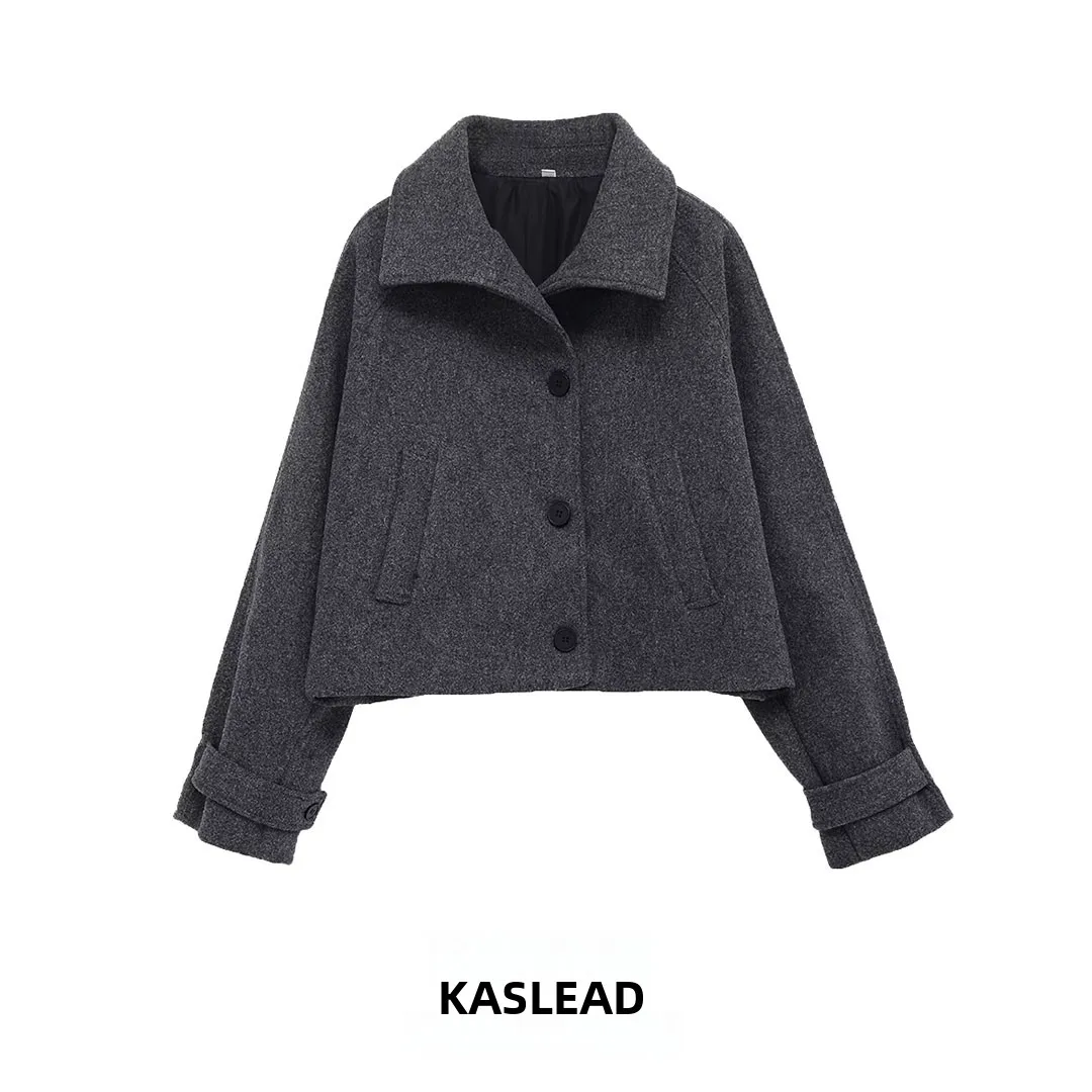 

KASLEAD New Faionable ort Sle Women's Jaet Stand Collar All-Match Streetwear Winter Outerwear Polyester Fiber
