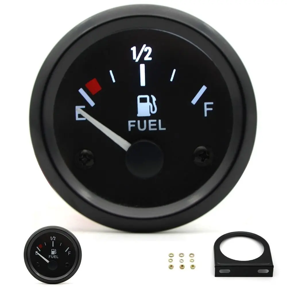 

2'' 52mm Fuel Level Gauge, Pointer 12V Car Fuel Tank Meter with LED Backlight Rim Automotive Gauges