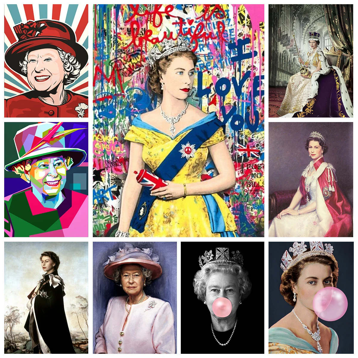 Königin Elizabeth II Diamant Malerei Porträts berühmter Menschen Diy Diamant Stickerei Mosaik Ölgemälde Home Wand Dekor Hand