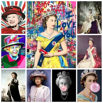 伊莉莎白二世女王鑽石畫肖像,名人DIY鑽石刺繡馬賽克油畫,家居牆面裝飾,手工製作 8 最佳銷售 伊莉莎白工藝設計 - №3