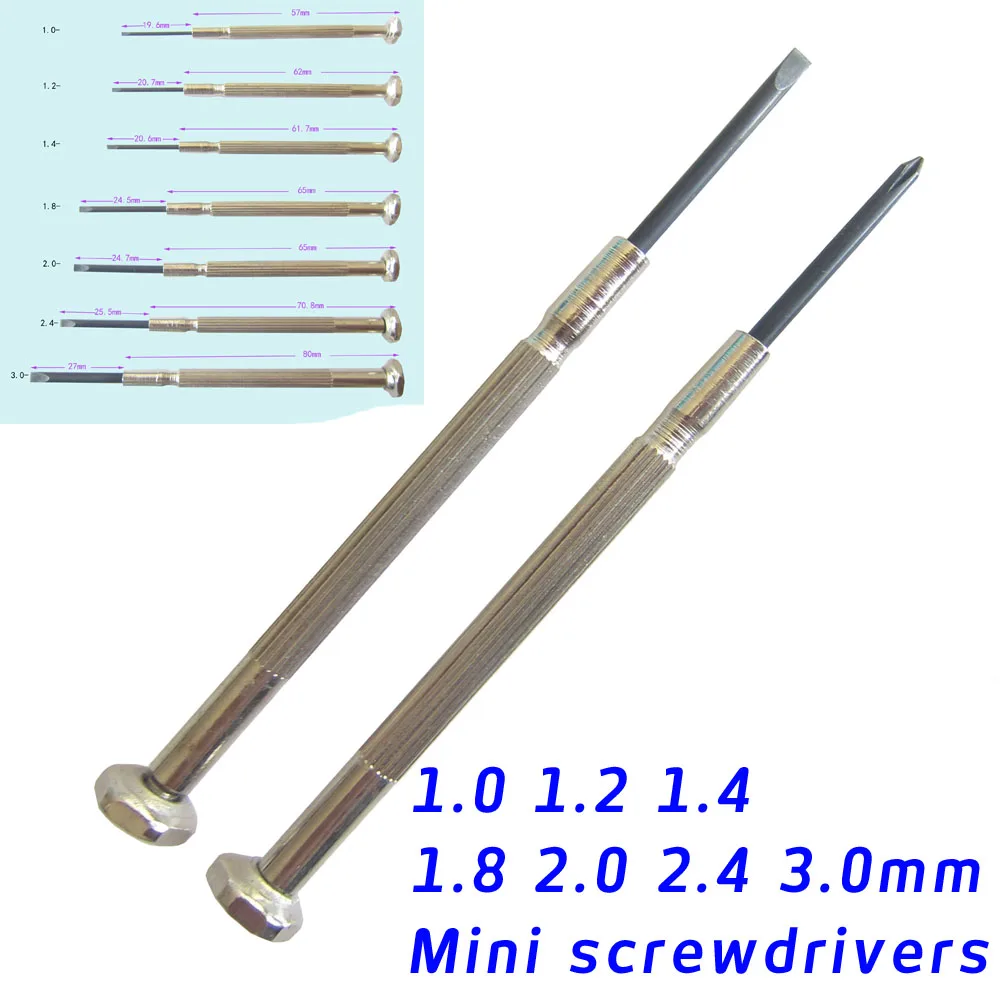 Mini Screwdriver Watch Repair Tool 1.0 1.2 1.4 1.8 2.0 2.4 3.0mm Slotted Cross Head Screwdriver Phone Tablet Repairing Tools