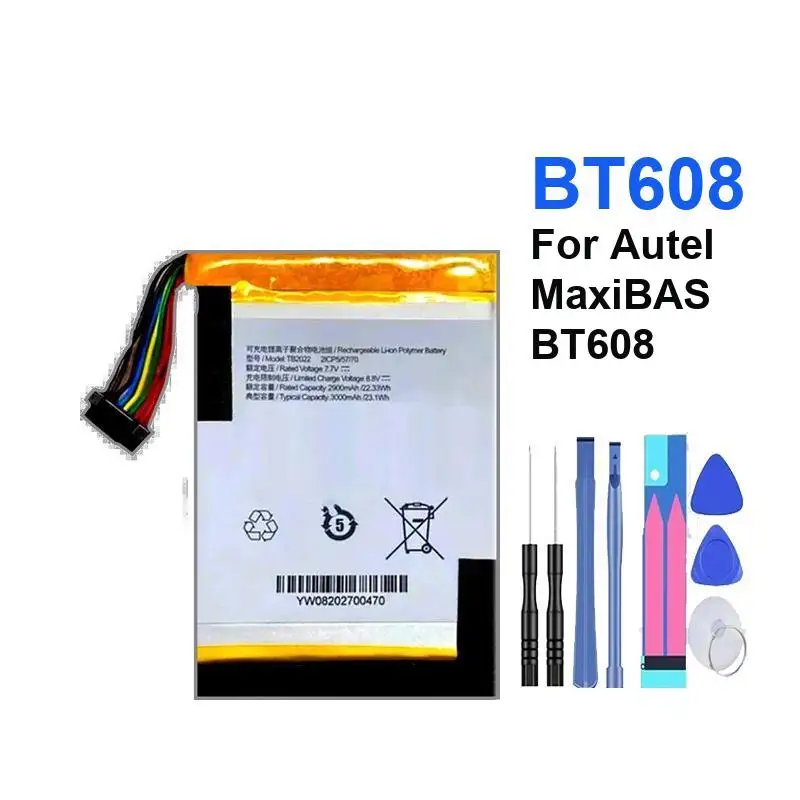 Battery For Autel Maxibas BT608 Rapid Charging 3000Mah Automotive Diagnostic Equipment 
