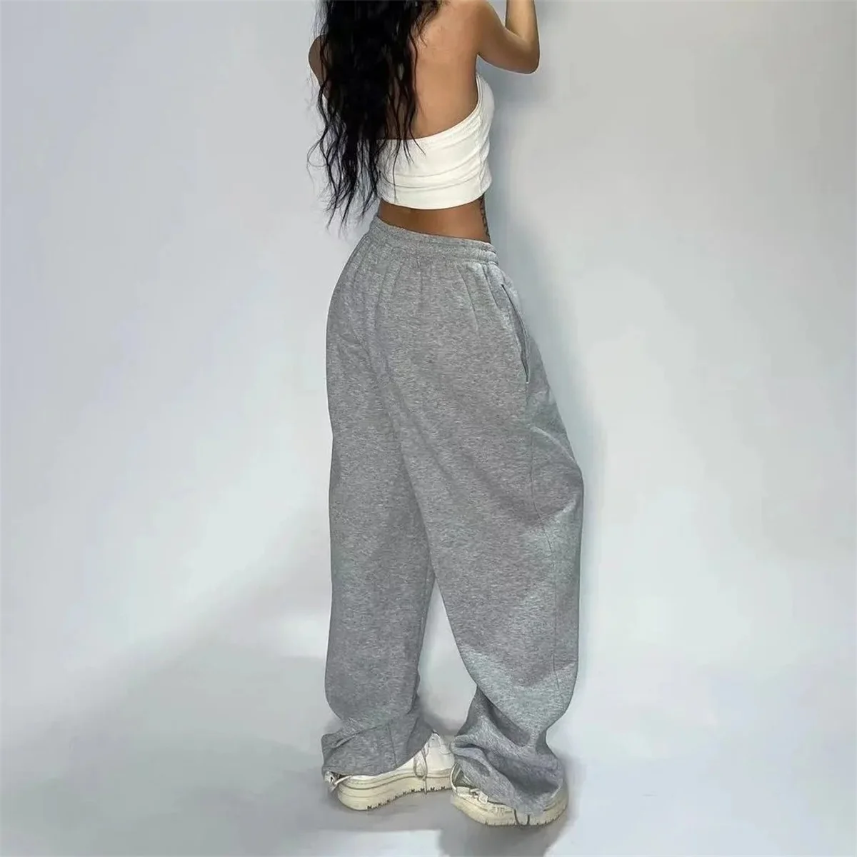 Pantalon de survêtement ample pour femmes, jambes larges, rétro américain Y2K, jogging, Baggy, Hip Hop, surdimensionné, Streetwear