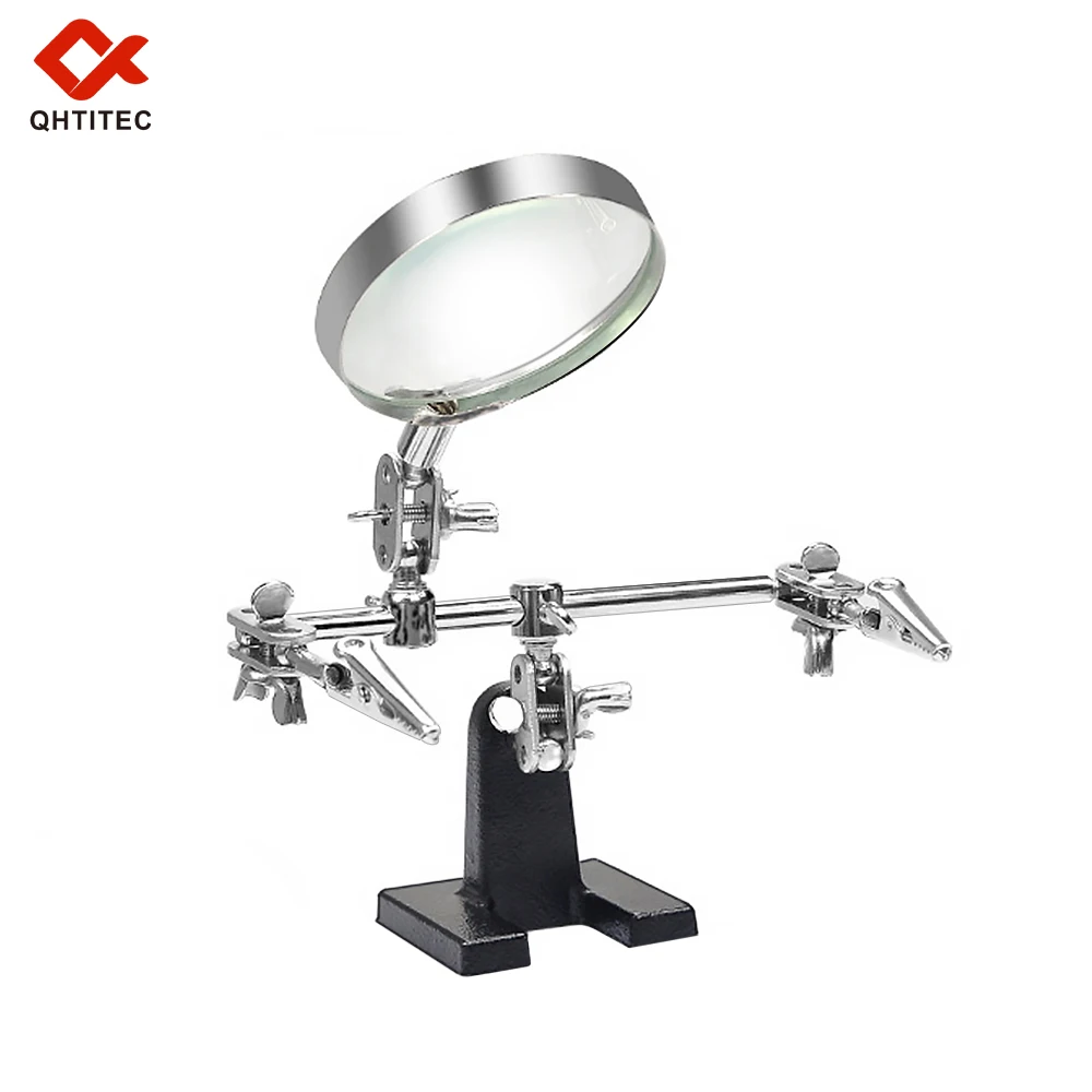 Helping Third Hand Tool Soldering Stand with 5X Welding Magnifying Glass 2 Alligator Clips 360 Degree Rotating Adju Repair Tools