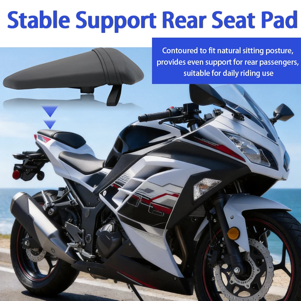 Motorcycle Accessories Black Rear Pillion Passenger Seat Cushion Fit For Kawasaki Ninja 250 NINJA300 EX250L EX300 2013 - 2017