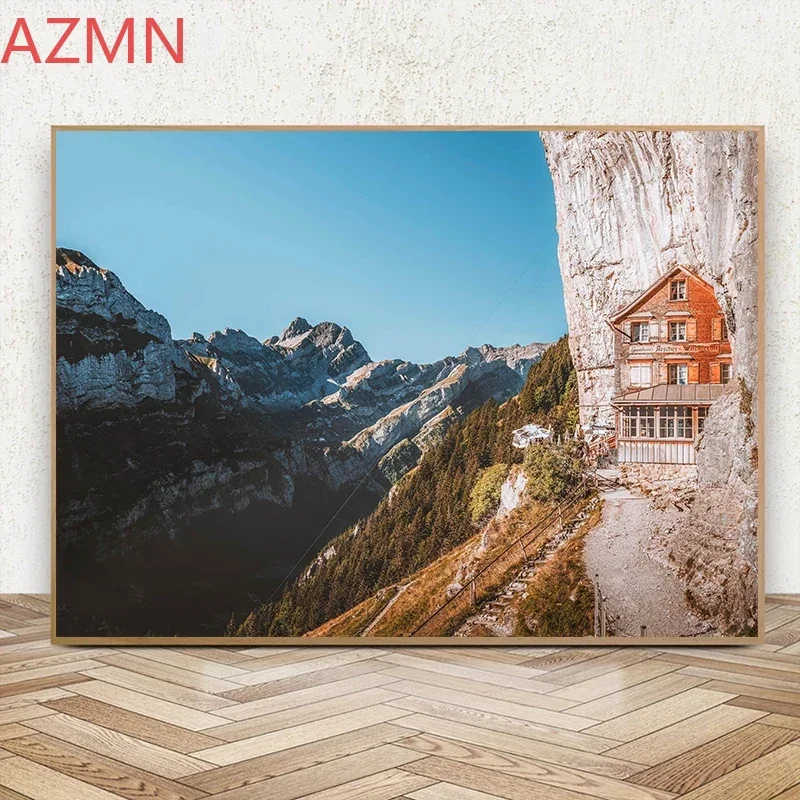 الحديثة جبال الألب الفرنسية المناظر الطبيعية مونت بلانك قمة/Oeschinensee الفن الملصقات قماش لوحات صور فنية للجدران ديكور المنزل هدية #4