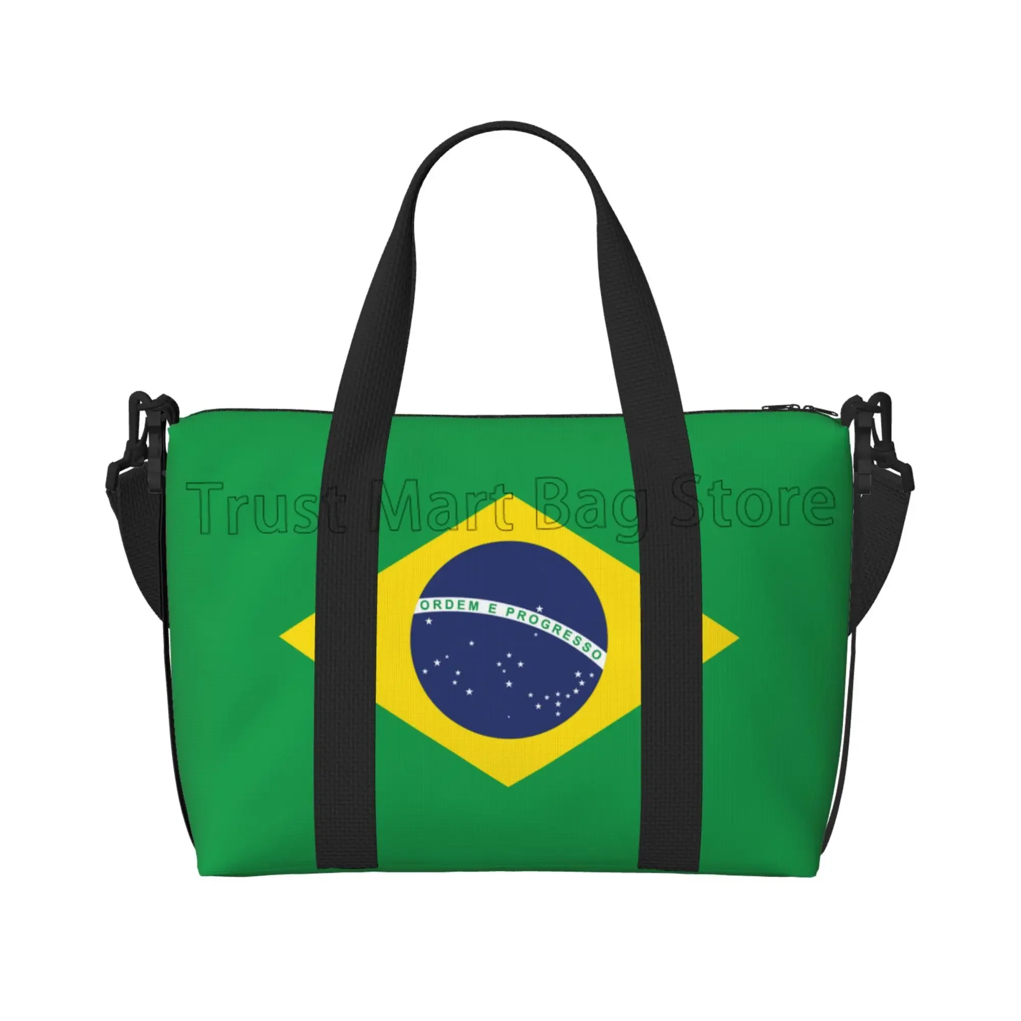 

Дорожные спортивные сумки с принтом флага Бразилии для женщин и мужчин, водонепроницаемая сумка через плечо Weekender Overnight Carryon, спортивная сумка-тоут, спортивная сумка