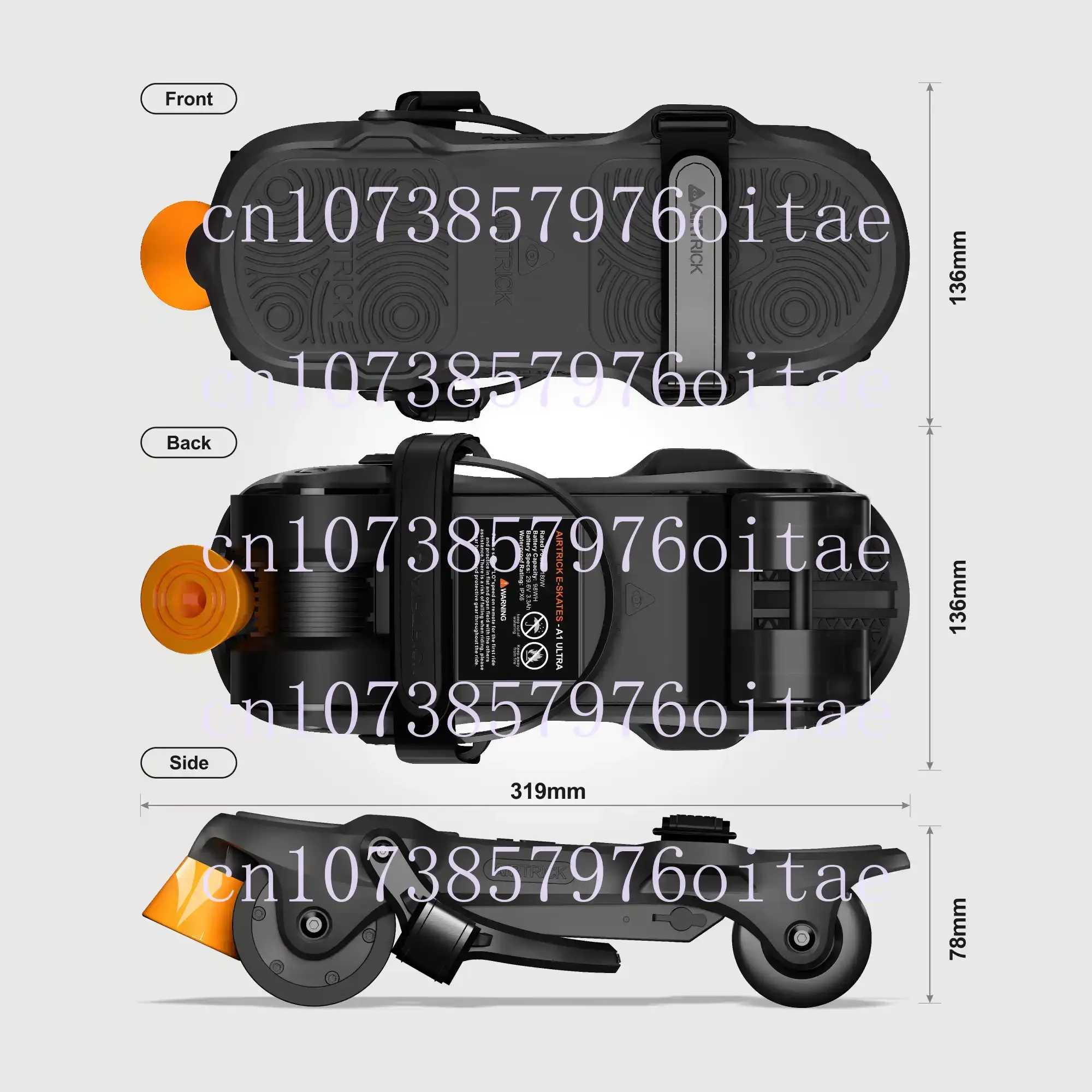 A1 ULTRA Double Row Wheel Electric Roller Skating Shoes for Long Range Commuting Folding Portable Remote Control with Braking view 4