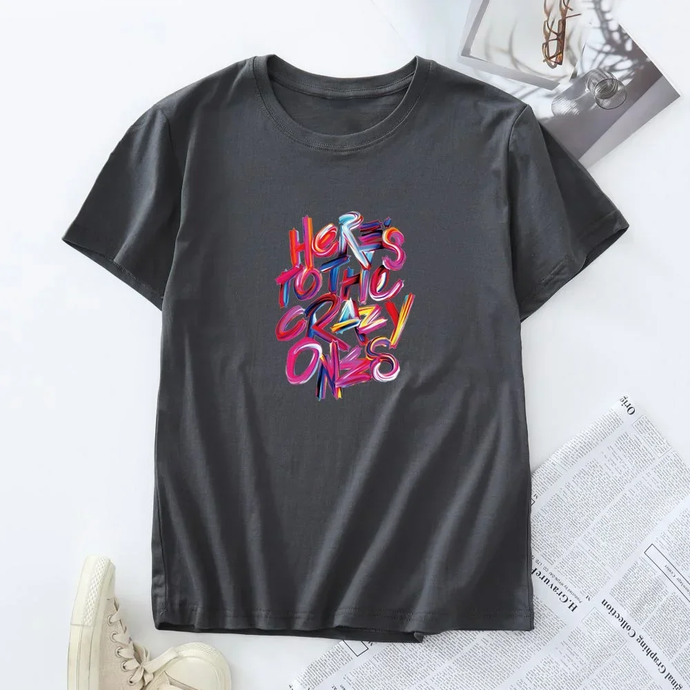 Koszulka z krótkim rękawem Woman Tops 100% bawełna Tshirt Letnia odzież damska T-shirt damski Moda Graficzne koszulki