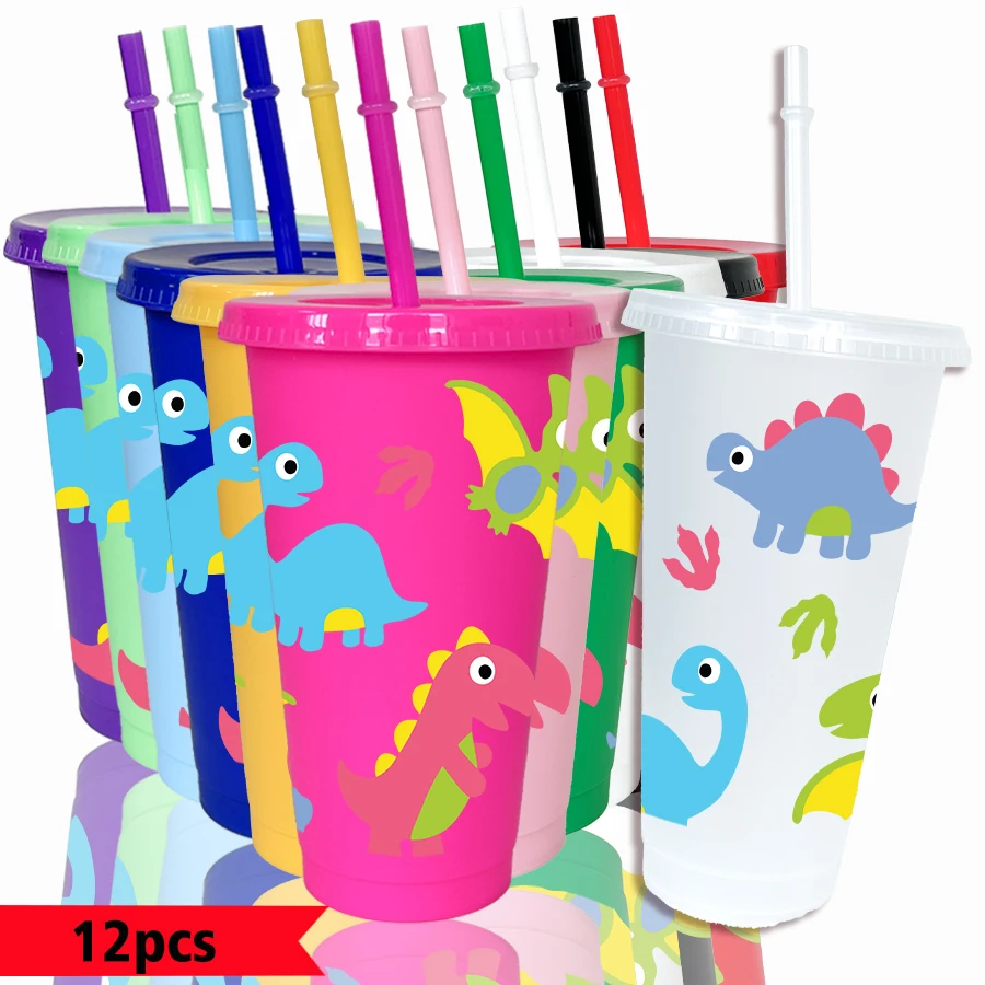 12pcs-pack-dinosaurs-footprints-leaf-patterns-26oz-colored-plastic-party-cold-cups-for-back-to-school-birthday-gifts