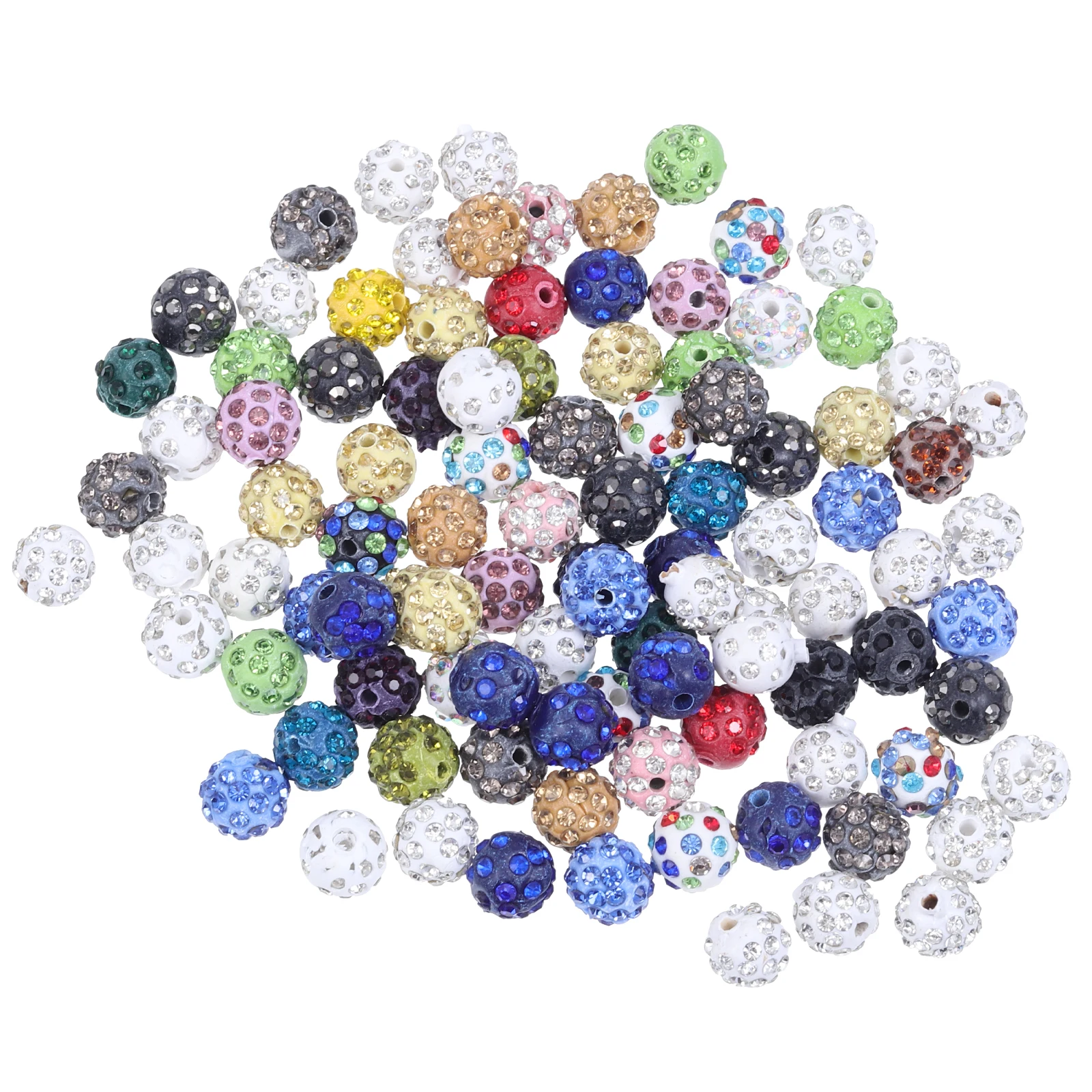 

100 Pcs Beaded Bracelet Accessories Loose Beads Spacer Rhinestones Jewelry Making for Necklace Colorful Charm Round