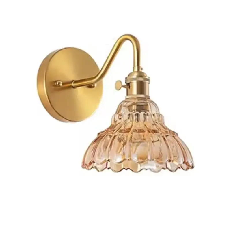 【VALUE MONEY】For Bedroom Living Room Home Decor Light Fixtures Vintage Floral Wall Light Glass Wall Lamp Modern Bedside Lamp