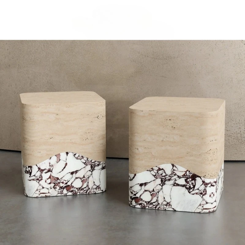 High-end marble bedside table durable modern hotel project