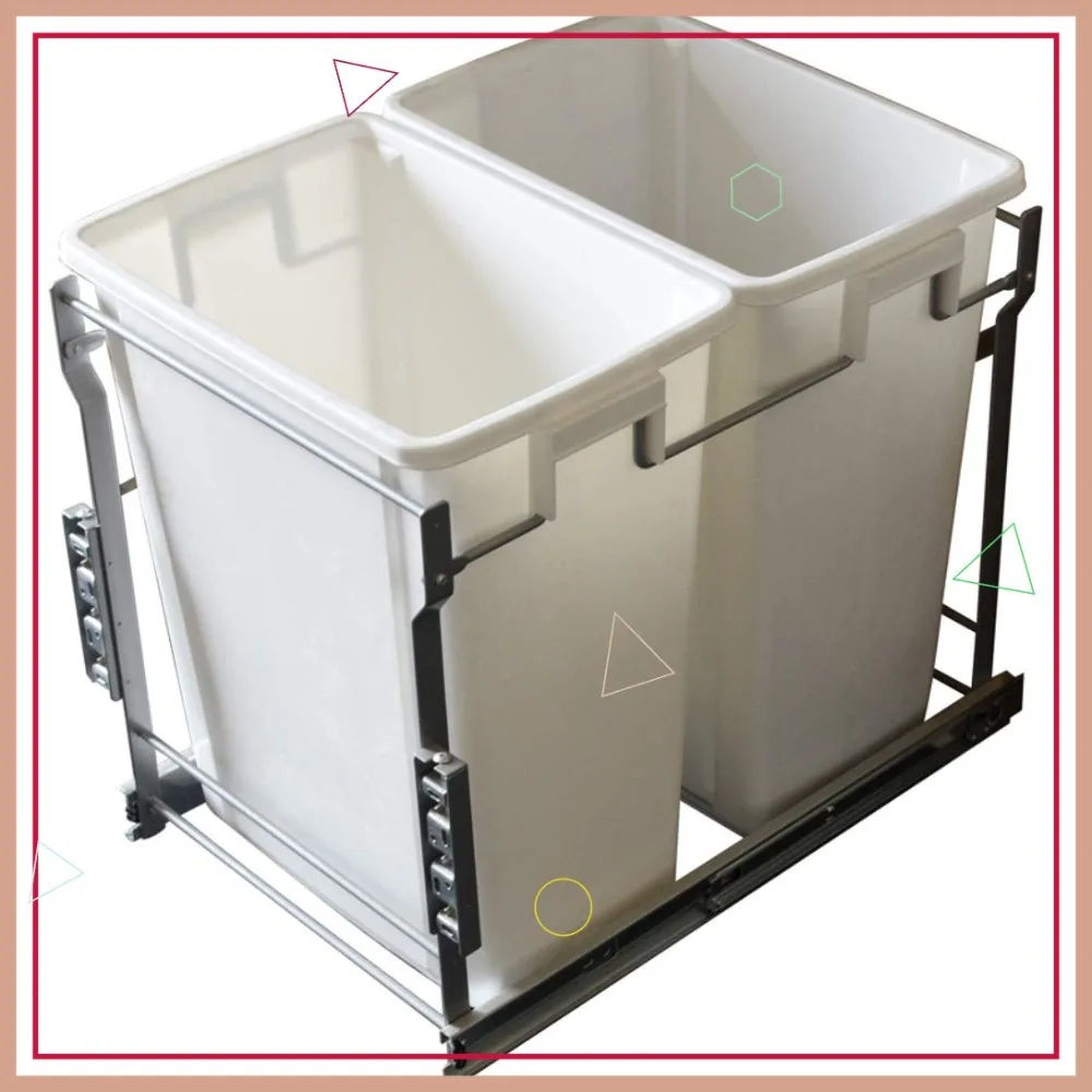 

Двойной выдвижной мусорный бак для кухонных шкафов, с плавным закрыванием, подходит для основания 21 дюйм, вместимость 76 кварт