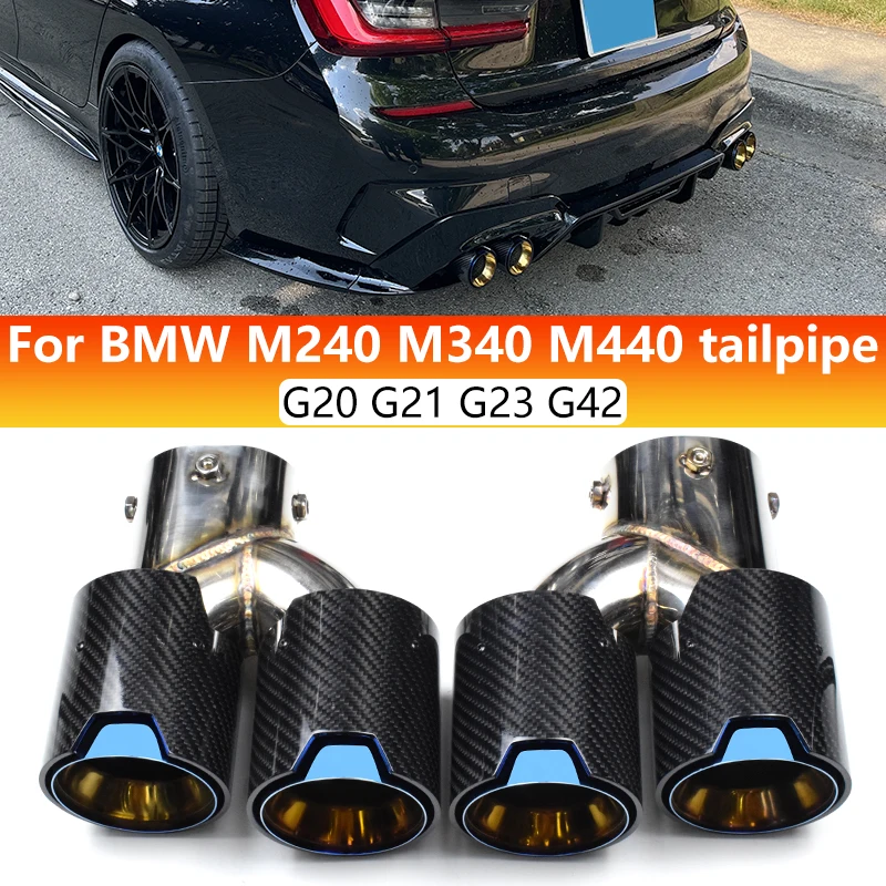 

For 2020+ BMW G20 G21 M340i G23 440i G42 M240i exhaust pipe upgrade carbon fibre black quad outlet muffler nozzle tail end