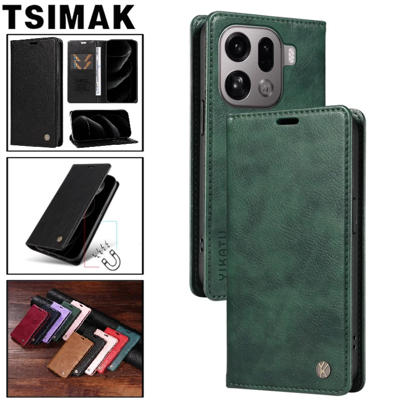 

Leather Case For OPPO Find X9 Pro X8 X3 X5 Lite A18 A38 A58 4G A78 A98 A79 FindX9 X9Pro X 9 5G Magnetic Flip Wallet Card Cover